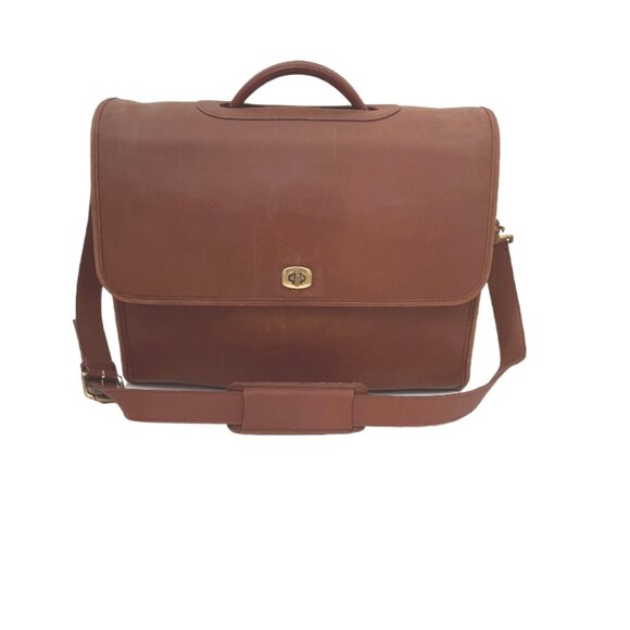 Vintage Brown Coach Unisex Leather Briefcase / Computer Messenger Bag - Picture 1 of 16